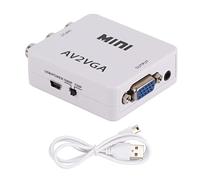 480P Mini AV to VGA Converter, Plug and Play Video Adapter with De-Noising Function, for Set Top Box DVD VCD Web Monitor