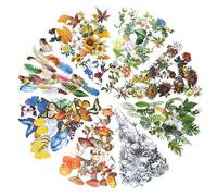 480PCS Plants Scrapbooking Stickers, 8 Series Nature Theme, Waterproof Transparent Flowers Mushroom Butterfly Feather Stickers for Scrapbook Journaling DIY Crafts Planners Art