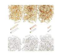 480pcs Twisted Bugle Beads Metallic Glass Long Tube Seed Bead Loose Spacer with 6 Container Bottles for Crafting