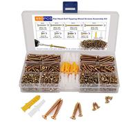 480pcs Wood Screws Assortment, M3 M4 Countersunk Self Tapping Screws, 8 Sizes Zinc Galvanized Screw for Wood with 30pcs Screw Anchorss,for Furniture, Woodworking, DIY Model Fixing