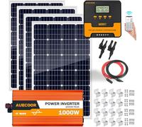 480W Solar Panel Starter Kit with 4 pcs 120W Solar Panel + 40A MPPT Charge Controller + 1000W 12V Inverter + Mounting Z Brackets,480W 12V Solar Power Off Grid System for Home, RV, Boat,Cabin