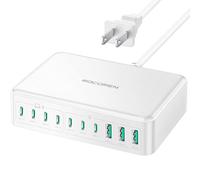 480W USB C Charger Block, Rocoren 10-Ports USB C Charging Station for Multiple Devices,PD 100W Type c Gan Fast Charger Station Multi USBC Charging Hub for Laptop MacBook HP iPad iPhone Samsung