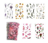 486 Pcs Pressed Flower Themed Stickers Dried Floral Resin Stickers Waterproof Clear Vintage Floral Daisy Botanical Aesthetic Decals Journaling Sticker for Scrapbook Supplies, 36 Sheets