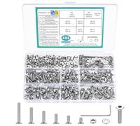 488 Pcs M4 Screws Set, M4 Bolts and Nuts Set, Countersunk Screws, Hex Socket Flat Head Screwsset, Countersunk Head Hex Socket Cap Screwsset, Machine Bolts and Nuts Assortment, with Spanner(Silver)