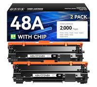 48A Toner Cartridges with Chip - Replacement for HP 48A CF248A Toner Cartridges - Compatible with Laserjet Pro M15 M16 MFP M28 M29 M30 M31 Series Printer (Black, 2 Pack)