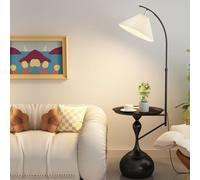 48cm Round Table Floor Lamp - Elegant Pleated Shade Vertical Lamp for Reading and Corner Decor