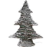 48cm Tall LED Light Up Christmas Tree - Rustic Design with Snow Effect - Warm White Lights - Xmas Battery Operated Indoor Festive Decoration