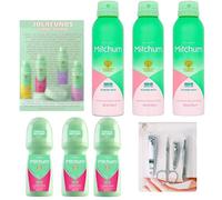 48HRS PRROTECTION ANTI-PERSPIRANT Deodorant Women Roll On Flower Fresh Mitchum 100ml & Mitchum Spray Advance Deodorant Womens Powder Fresh 200ml & 4Set JOLAFUNBS Nail Kit