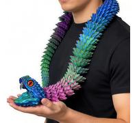 48Inch Super Large 3D Printed Snake Models, Giant 3D Fidgets Stuff Animals Toys with Movable Teeth, Flexible Joint Viper Snakes Statue for Home Office Decor - Surprise Fantasy Gifts (Red Green Blue)