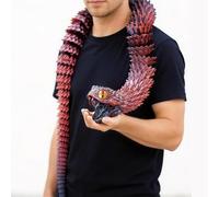 48Inch Super Large 3D Printed Snake Models, Giant 3D Fidgets Stuff Animals Toys with Movable Teeth, Flexible Joint Viper Snakes Statue for Home Office Decor - Surprise Fantasy Gifts (Red Black)