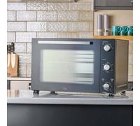 Cooks Professional 48L Mini Oven, Electric Multi Function Countertop Cooker, Adjustable Temperature Control & Timer, Wire Rack & Detachable Handle (48L Black and Silver)