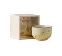 48ml/1.5oz ceramic Royal Yellow Ruyao sawed nail teacups household fresh Kung Fu tea set-plum blossom branch [ box]