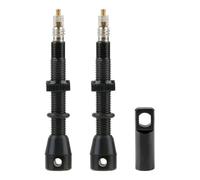 48mm Bike Tubeless Presta Air Valve Stems, Presta Lightweight Alloy Valve Kit Potable Valve Core Removal Tool for Tubeless MTB Road Bike Tyres Stems Aluminum Alloy Caps Black