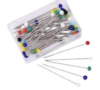 48mm Extra Long Sewing Pins with Glass Heads 50 Pieces - 0.8mm thick Quilting Pins for Dressmaking, Jewellery & Crafts