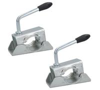 48mm Pressed Steel Jockey Wheel Clamp Prop Stand Trailer Caravan Zinc Plated 2pc