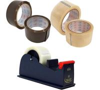 48MM Tape Dispenser Desktop with 6X Brown Tapes and 6X Clear Tapes Packaging Tape for PARCELS and Boxes Heavy Duty Strong Secure and Sticky Seal Heavy Duty Ideal for Any Office OR Home