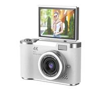 48MP 1080P Digital Camera with 2.4'' Flip Screen and 18X Zoom, 4 Hour Long Battery Vlogging Camera for Teens, Beginners, Built-in Games and Filters for Travel, Youtube, TikTok (White)