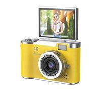 48MP 1080P Digital Camera with 2.4'' Flip Screen and 18X Zoom, 4 Hour Long Battery Vlogging Camera for Teens, Beginners, Built-in Games and Filters for Travel, Youtube, TikTok (Yellow)