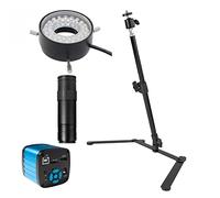 48MP 4K 1080P HDMI USB Industrial Video Microscope Camera 1-130X Zoom C Mount Lens and Photography Lighting Desktop Tripod Stand