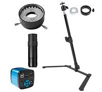 48MP 4K 1080P HDMI USB Industrial Video Microscope Camera 1-130X Zoom C Mount Lens Overhead Desktop Tripod for Repair Soldering (Color : Full Set with ring)