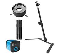 48MP 4K 1080P HDMI USB Industrial Video Microscope Camera 1-130X Zoom C Mount Lens Overhead Desktop Tripod for Repair Soldering (Color : Full Set)