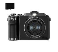 48MP 4K Digital Camera, 18X Digital Zoom, Built-in Fill Light, Anti-shake, Auto Focus, Dual Camera with 32GB TF Card (Black)
