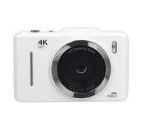 48MP 4K Digital Camera, 2.8 Inch IPS HD Screen, 16X Digital Zoom, Autofocus Portable Video Camera with Microphone, Speaker, Music Player, for Travel Vlogging (White)