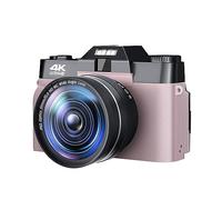 48MP Beginner Digital Camera For Photography 4K Selfie Vlog Camcorder Auto Focus Video Camera Wide Angle Vintage Photo Recorder(32G TF Card,Pink)