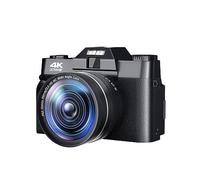 48MP Beginner Digital Camera For Photography 4K Selfie Vlog Camcorder Auto Focus Video Wide Angle Vintage Photo Recorder Takes Sharp Smooth(64G TF Card,Black)