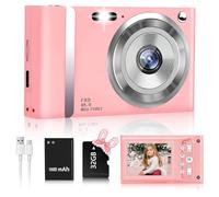 48MP Digital Camera 1080P HD Compact Digital Camera with 16x Zoom Anti Shake 2.8 inch IPS Screen Small Digital Camera 32GB SD Card for Teens Kids Gifts (Pink)