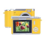 48MP Digital Zoom Camera, 1080P Resolution, 18X Electronic Zoom with LED Fill Light, for Selfie Taking and Content Previewing (Yellow)