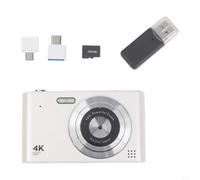48MP Photo Camera 4K Video Recorder Pocket Camera with Flip Screen for Students Beginners(White 32G)