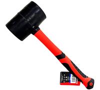NTI 48Oz TOOLZONE Black Rubber Mallet Hammer FIBREGLASS Red Shaft Grip Handle Heavy Duty DIY Camping Paving Hand Tool Garage Construction Tiling Laying 1361g UK Free P&P (KDPHM003)