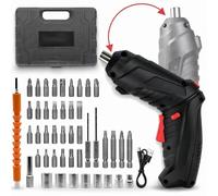 48PC Electric Screwdriver Set 3.6V Cordless Screwdriver, Mini Electric Screwdriver with 1500mAh Battery, LED Light, 2-Position Handle, Drill Set with Bits & Sockets for DIY Home Repair