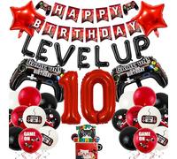 48pcs 10th Birthday Decorations for Boys - Gaming Party Decorations for Gamer Fans, Game Controller Balloons, Game On Balloon, Gaming Birthday Decorations
