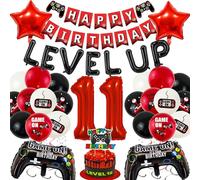 48pcs 11th Birthday Decorations for Boys - Gaming Party Decorations for Gamer Fans, Game Controller Balloons, Game On Balloon, Gaming Birthday Decorations
