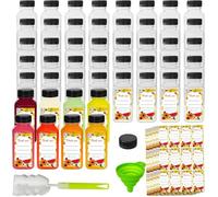 48pcs 12oz Juice bottle with caps,Plastic bottles with caps, Reusable Clear Bulk Beverage Containers for Juice, Milk and Other Beverages