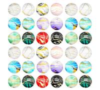 48PCS 18MM Colorful Marbled Pattern Glass Cabochons Round Convex Flat Back Cabs for Jewelry Making, Necklaces Ring Bezel Settings Craft DIY Supplies
