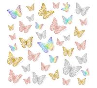 48PCS 3D Butterfly Wall Decor Stickers, 4 Styles, 3 Sizes Butterfly Decorations with Adhesive Pads, Butterfly Wall Stickers for Bedroom Living Room Party Wedding Wall Decor