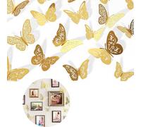 48pcs 3D Butterfly Wall Stickers - 4 Styles 3 Sizes, Butterfly Wall Decals Room - Butterfly Stickers,Butterfly Decorations,Wall Stickers Art Decor Crafts (Gold)for Room,Party,Birthday,Wedding,DIY Gift
