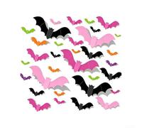 48Pcs 3D Halloween Bat Decals Assorted Sizes Vibrant Multi-Colors | PVC material removable application for walls mirrors furniture creative layout freedom for parties classrooms
