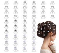 48PCS 4 Shapes Gems Rhinestone Twister Hair Studs Set Hairs Pin Silver Coil Diamond Spiral Pearl Flower Jewels Hair Pins Sticks for Wedding, Bridal, Prom, Party and Special Occasion
