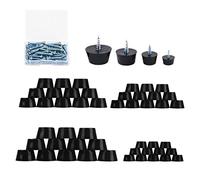 48PCS 4 Size Anti Scratch Screw-on Round Black Rubber Feet Bumpers Pads W/Matching Screws & Built-in Stainless-Steel Washer Carpet Floor Protectors for Cutting Board Amps Cabinet Tables Chair Sofa