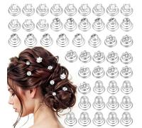 48Pcs, 4 Styles Rhinestone Crystal Pearl Twisters Spiral Set, Flower Jewels Hair Pins Silver Coil Accessories for Women, Bride, Bridesmaids, Wedding, Prom, Party and Special Occasion