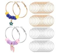 48PCS 40mm Hoop Earring Findings,Gold and Silver Round Open Hoops Beading Earrings, Hypoallergenic Jewellery Making Supplies for DIY Earrings Craft Projects