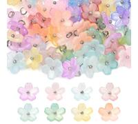 48Pcs 8 Colors Cherry Blossom Flower Acrylic Charms for Jewelry Making