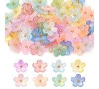 48Pcs 8 Colors Cherry Blossom Flower Acrylic Charms for Jewelry Making