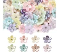 48Pcs 8 Colors Cherry Blossom Flower Acrylic Charms for Jewelry Making