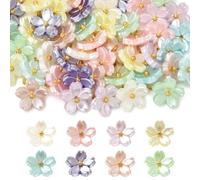 48Pcs 8 Colors Cherry Blossom Flower Acrylic Charms for Jewelry Making