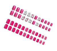 48Pcs ABS Materials Presses on Nails Sweet Heart Glitters Design Short Square Styles for Women Daily Use Valentine Presses on Nails
